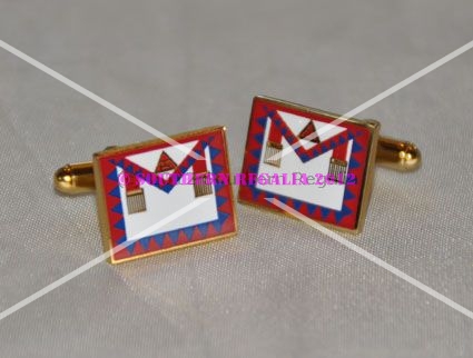 Royal Arch Principals Apron Gold Plated Cufflinks - Click Image to Close
